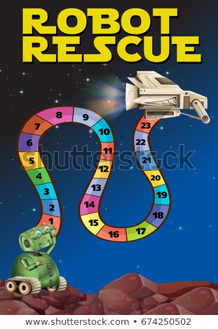 ストックフォト: Game Template With Spaceship And Numbers In The Sky