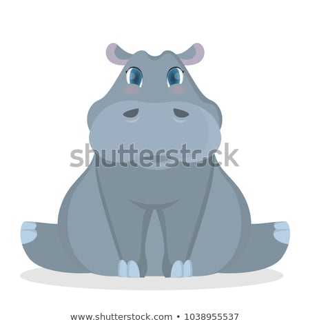 [[stock_photo]]: Cute Hippo Sitting On White Background