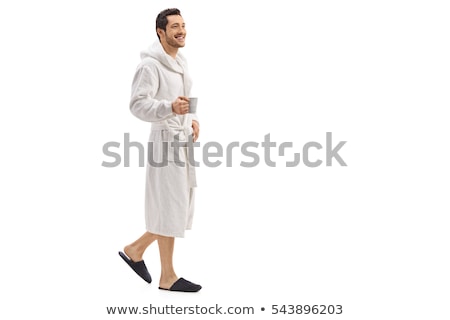 Foto stock: Man In Bathrobe