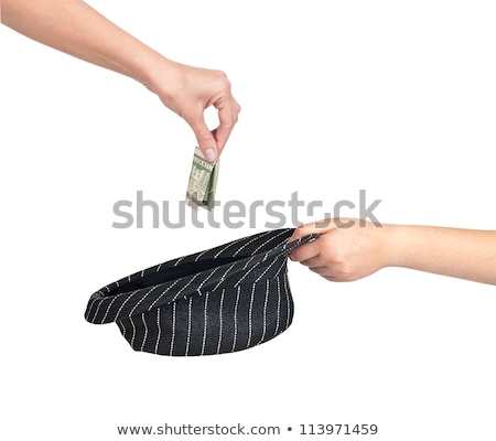 ストックフォト: Homeless Beggar Holding Hat For Money