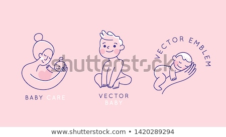 Foto stock: Smiling Cartoon Mother With Baby And Child