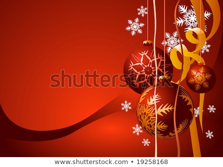 Stockfoto: Gift Box In Gold Wrapping Paper On A Beautiful Red Abstract Back