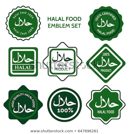 Stok fotoğraf: Halal Label Set Halal Food