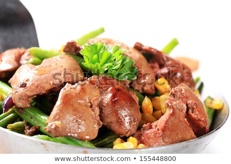 Stok fotoğraf: Chicken Livers With Green Beans And Corn