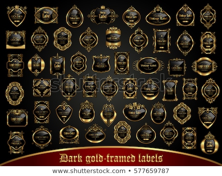 Stockfoto: Large Collection Of Dark Gold Framed Labels In Vintage Style