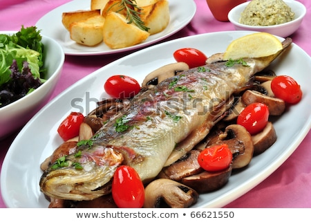 Сток-фото: Grilled Trout With Mushrooms