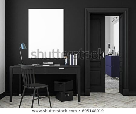 ストックフォト: Classical Interior With Workplace And Black Canvas 3d Rendering