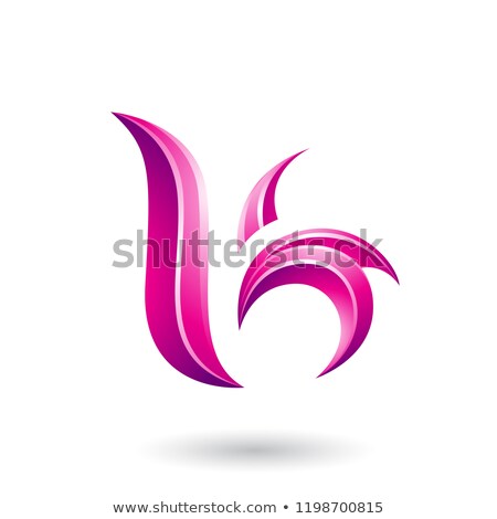 Stock fotó: Magenta Glossy Leaf Shaped Letter B Or K Vector Illustration