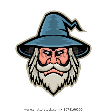 Stock fotó: Wizard Head Front Mascot
