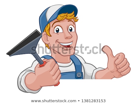 Foto stock: Car Wash Character Cartoon Over Background White