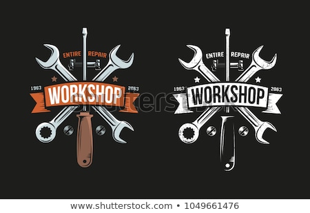 Foto stock: Color Vintage Tools Shop Emblem