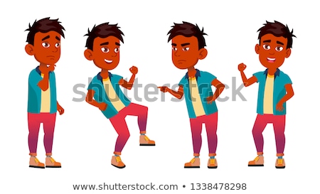 Stock foto: Indian Boy Vector Primary School Child Happy Childhood Friend For Web Poster Booklet Design I