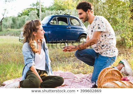 Foto stock: Man Giving Woman Engagement Ring On Valentines Day