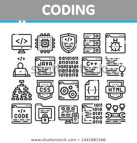 Stock fotó: Coding Language Html System Vector Thin Line Icon