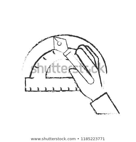 Stock photo: Hand With Fountain Pen Protractor Graphic Design