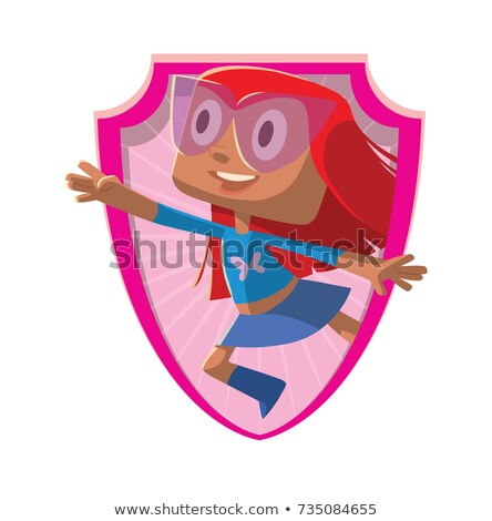 Stock photo: Flying Pink Cute Superhero Girl Isolated On White