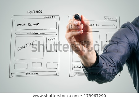 Foto stock: Designer Drawing Website Development Wireframe