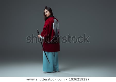 Сток-фото: Beautiful Japanese Kimono Woman With Samurai Sword