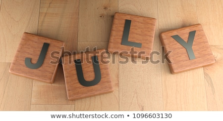 Foto stock: July In 3d Wooden Cubes