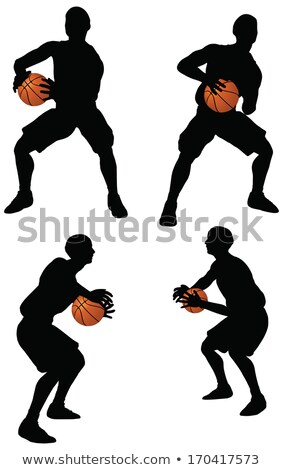 Stok fotoğraf: Basketball Players Silhouette Collection In Hold Position