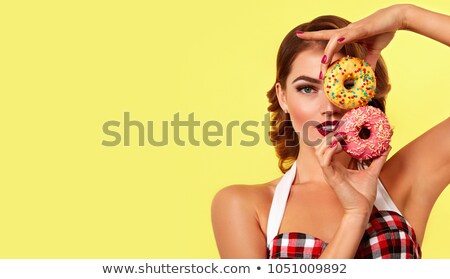 Stock fotó: Two Young Happy Girls In Pin Up Style