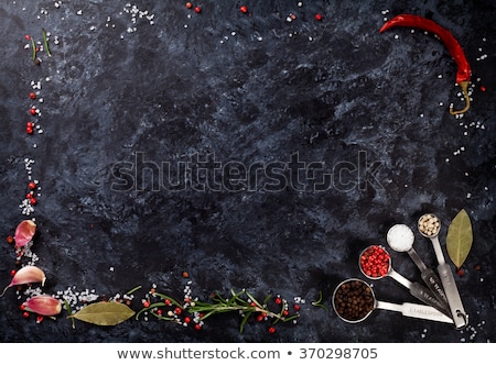 Stok fotoğraf: Dried Red Chili Peppers On Slate Background Copy Space Top View