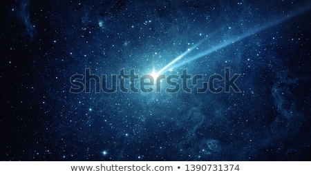 Foto stock: Blue Night Starry Sky Bright Star To Fall Meteorite