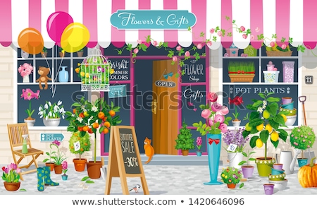 Stockfoto: Showcase Of The Flower Shop Vector Drawing