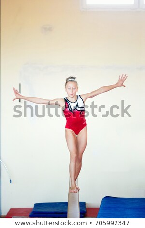 Stok fotoğraf: Sports Gymnast On Log