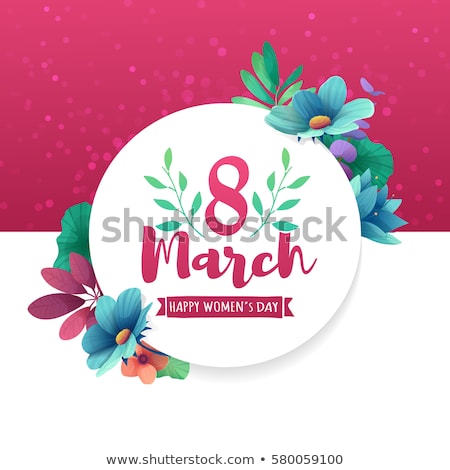 Stock photo: Round Origami With Flowers Womens Day Vector