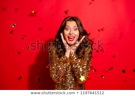 Stok fotoğraf: Amazing Young Woman In Bright Sequins Dress