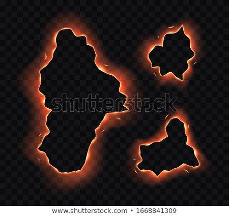 Stock foto: Set Of Burning Paper Holes Edges Frames With Fire Sparks Isolated On Transparent Background