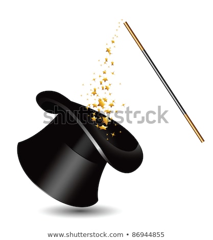 Stock photo: Magician Top Hat And Magic Wand With Stars