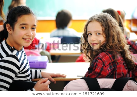 Stock fotó: Cute Lovely School Children At Classroom Having Education Activi