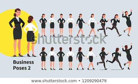 Stock fotó: Happy Business Woman Running Vector Illustration
