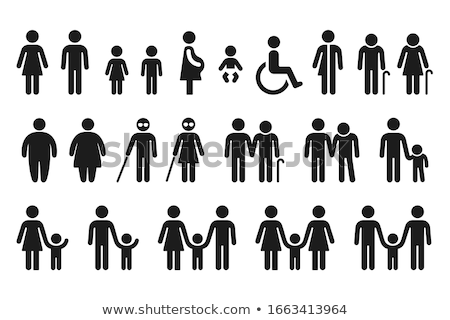 Stockfoto: Family Black Silhouette Icon Vector Illustration