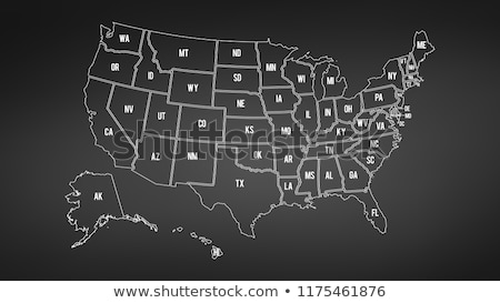 Stockfoto: Usa Map With Alaska And Hawaii Map Separate States Individual Names Blackboard Chalkboard Vector