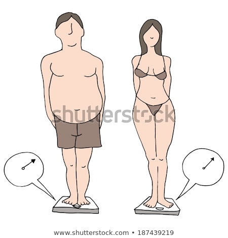 Stok fotoğraf: Woman Wearing Underwear Standing On Weight Scale