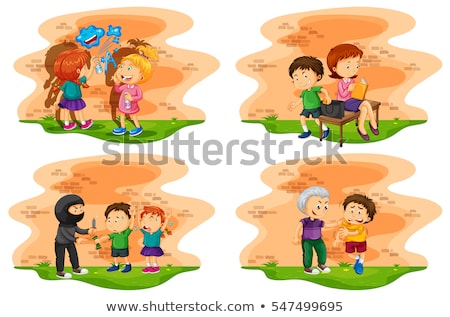 Stock foto: Scene With Kids Doing Different Crimes