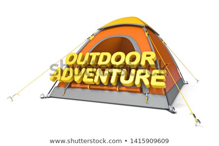 Stock photo: Orange Tent With Text Outdoor Adventure 3d