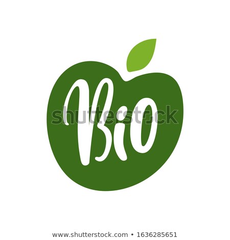 Foto stock: Bio Fruits Green Apple Inscription Isolated Logo