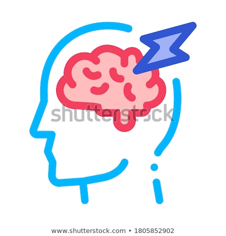 Foto stock: Brain Lightning Volt Silhouette Headache Vector