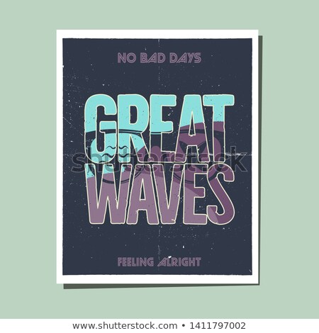 Stock foto: California Great Waves Graphic For T Shirt Prints Vintage Hand Drawn 90s Style Emblem Retro Summe