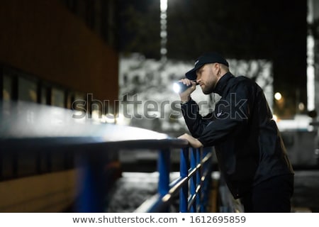 Foto d'archivio: Security Guard Searching On Stairway