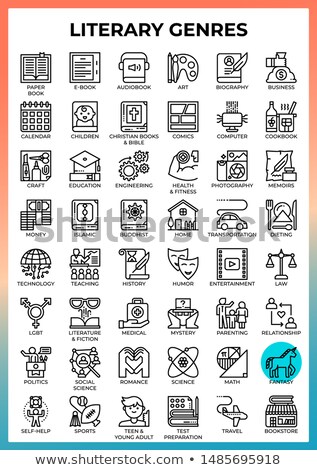 Stock foto: Literary Genres - Line Design Style Icons Set