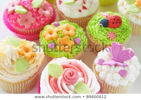 Stock photo: Vanilla Cupcake With Butterfly Decorations