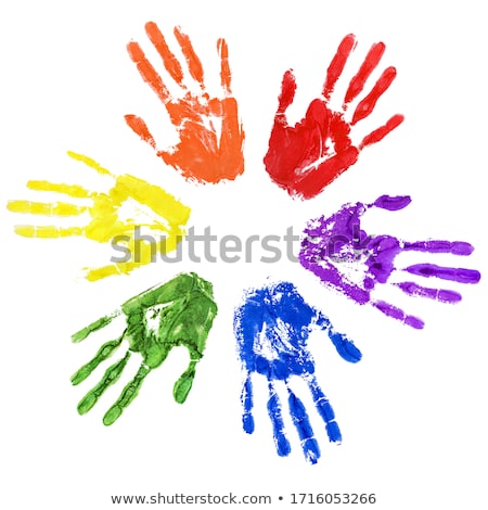 Stock fotó: Close Up Of Colored Hand Print