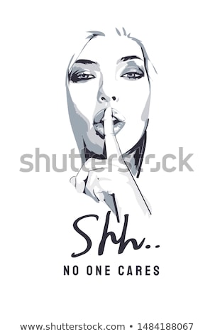 Foto stock: Portrait Of The Girl With A Finger At Lips