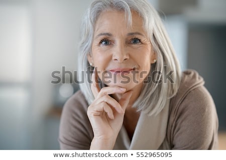 Stok fotoğraf: Senior Woman Portrait At Home With White Hair