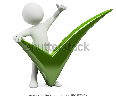 Foto stock: 3d People - Man Person With A Huge Tick And Thumb Up